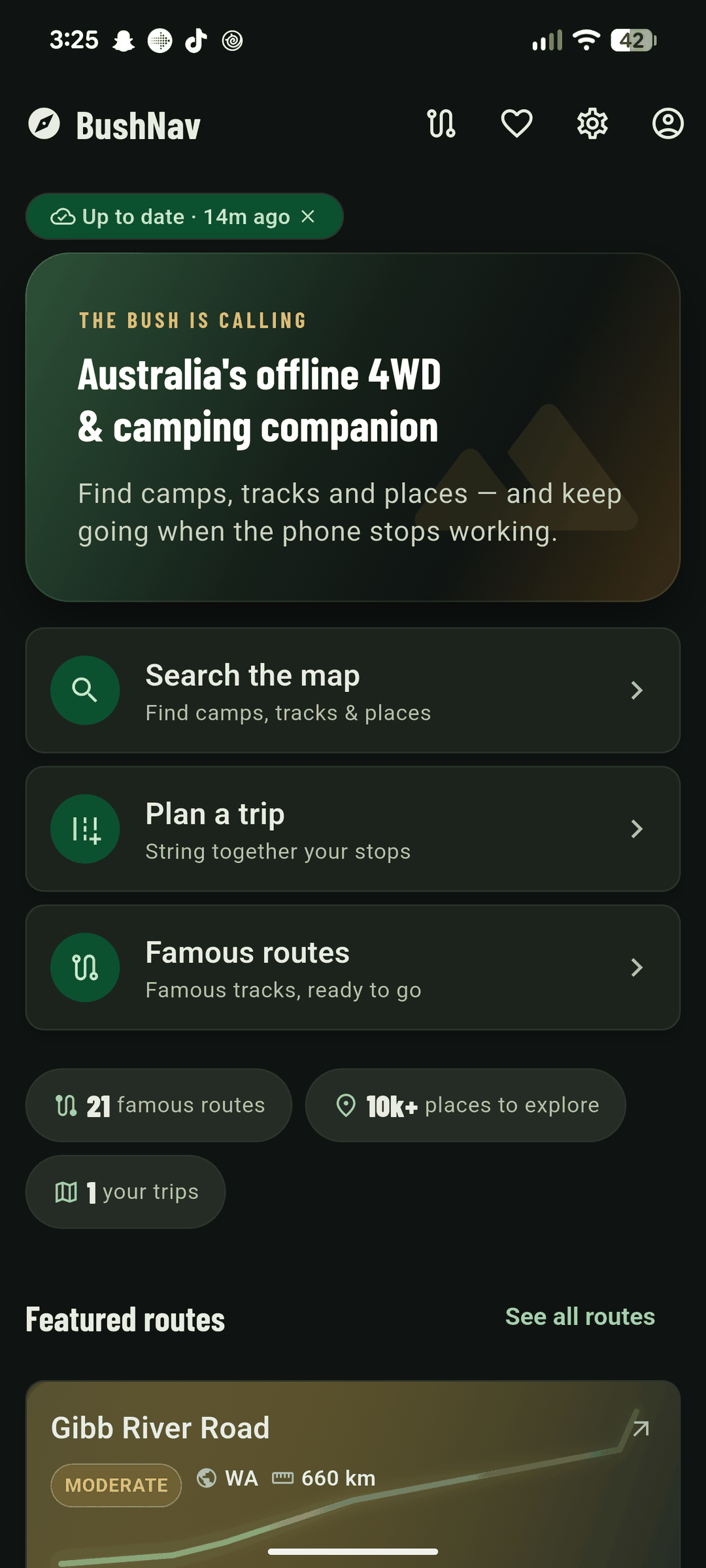 BushNav home screen